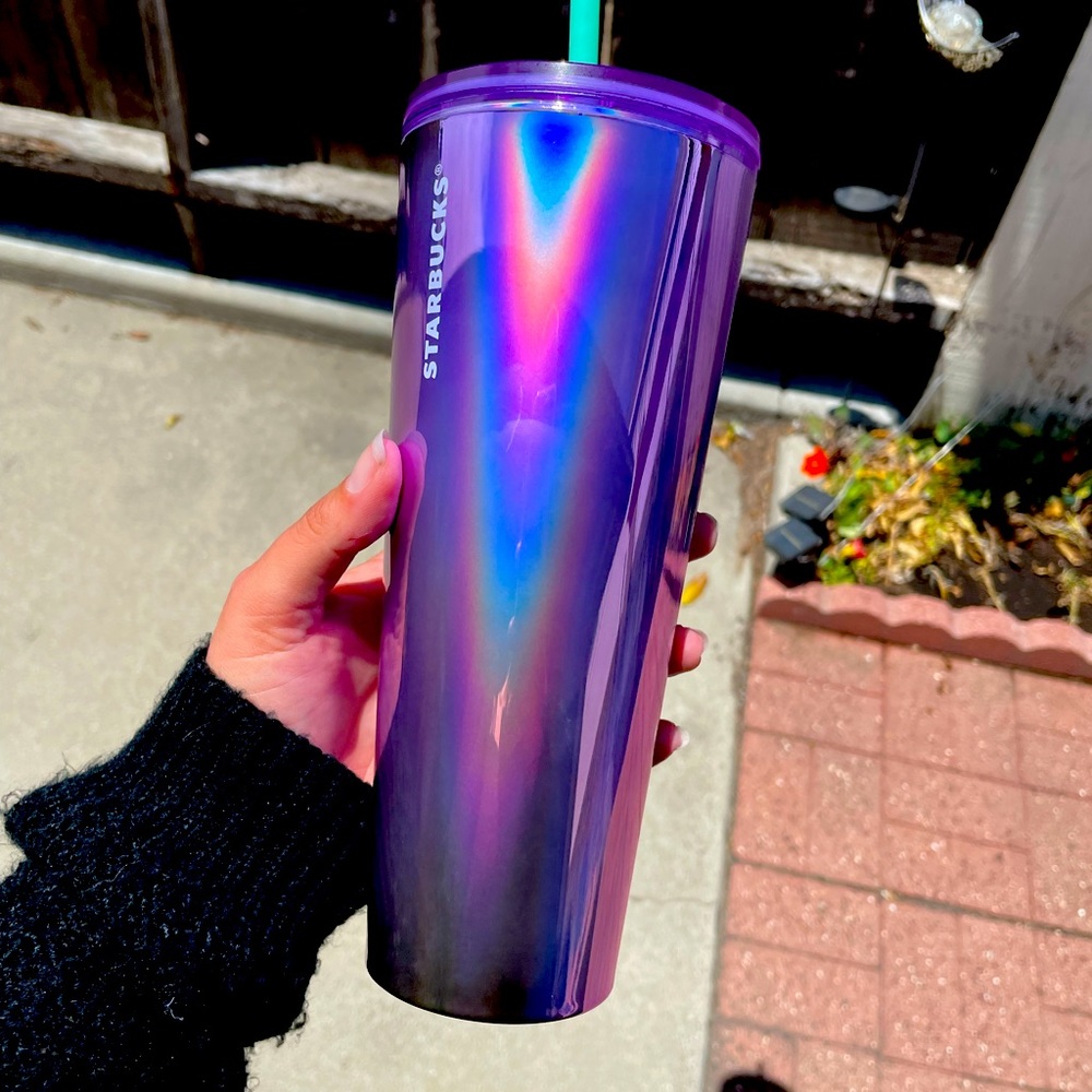 Starbucks 2022 purple holographic color shifting cold straw tumbler cup